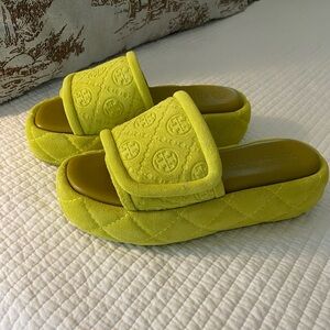Tory Burch Yellow Platform Slide Sandals